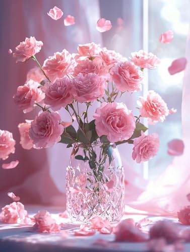 Blume Diamond Painting Klein Leinwand 30x40 cm, Diamond Painting Erwachsene Bastelset, 5D Diamant Malerei Kinder Stickerei Kreuzstich Bilder Set, Zimmer Deko Schlafzimmer, Weihnachtsgeschen X-90 von Wuiddnng