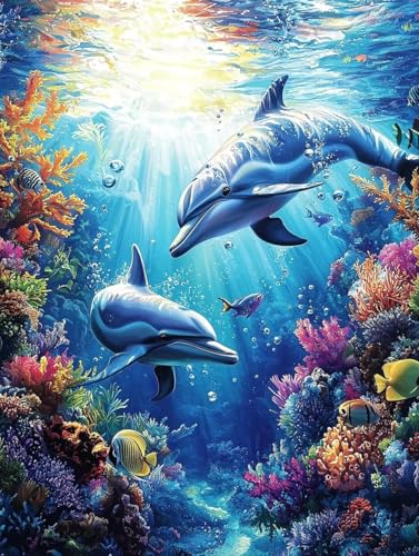 Diamond Painting Delphin, 5D Diamond Painting XXL 50x70 cm Leinwand, DIY Diamant Art Malerei Bilder Kinder Anfänger Mosaikherstellung Bastelnset für Home Wanddeko Wohnzimmer, Geschenke für Frauen S-91 Diamond Painting Delphin, 5D Diamond Painting XXL 50x70 cm Leinwand, DIY Diamant Art Malerei Bilder Kinder Anfänger Mosaikherstellung Bastelnset für Home Wanddeko Wohnzimmer, Geschenke für Frauen S-91 von Wuiddnng