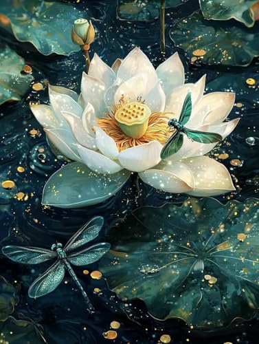 Diamond Painting Erwachsene, 5D Diamant Painting Bilder Lotus 40x50 cm, DIY Full Round Diamant Malerei mit Zubehör, Diamond Art Kinder Mosaikherstellung Bastelset für Herbst Zimmer Deko, Geschenke C-8 Diamond Painting Erwachsene, 5D Diamant Painting Bilder Lotus 40x50 cm, DIY Full Round Diamant Malerei mit Zubehör, Diamond Art Kinder Mosaikherstellung Bastelset für Herbst Zimmer Deko, Geschenke C-8 von Wuiddnng
