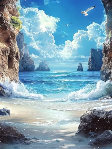 Diamond Painting Erwachsene, 5D Diamant Painting Bilder Strand 70x90 cm, DIY Full Round Diamant Malerei mit Zubehör, Diamond Art Kinder Mosaikherstellung Bastelset für Herbst Home Zimmer Deko K-76 Diamond Painting Erwachsene, 5D Diamant Painting Bilder Strand 70x90 cm, DIY Full Round Diamant Malerei mit Zubehör, Diamond Art Kinder Mosaikherstellung Bastelset für Herbst Home Zimmer Deko K-76 von Wuiddnng