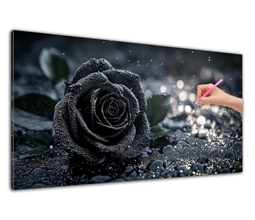 Diamond Painting Erwachsene, Diamant Painting Bilder Schwarz 50x100cm, DIY Crystal Strass Kreuzstich Stickerei Kunst Diamant Malerei Kit, 5D Diamond Malerei Rose für Geschenke, Home Wand Dekor, P-73 Diamond Painting Erwachsene, Diamant Painting Bilder Schwarz 50x100cm, DIY Crystal Strass Kreuzstich Stickerei Kunst Diamant Malerei Kit, 5D Diamond Malerei Rose für Geschenke, Home Wand Dekor, P-73 von Wuiddnng