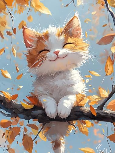 Diamond Painting Katze, 5D Diamond Painting Klein 40x50 cm Leinwand, DIY Diamant Art Malerei Bilder Kinder Anfänger Mosaikherstellung Bastelnset für Home Wanddeko Wohnzimmer, Geschenke für Frauen C-6 Diamond Painting Katze, 5D Diamond Painting Klein 40x50 cm Leinwand, DIY Diamant Art Malerei Bilder Kinder Anfänger Mosaikherstellung Bastelnset für Home Wanddeko Wohnzimmer, Geschenke für Frauen C-6 von Wuiddnng