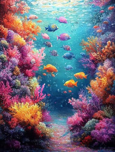 Diamond Painting Meer, 5D Diamond Painting XXL 80x110 cm Leinwand, DIY Diamant Art Malerei Bilder Kinder Anfänger Mosaikherstellung Bastelnset für Home Wanddeko Wohnzimmer, Geschenke für Frauen X-23 von Wuiddnng