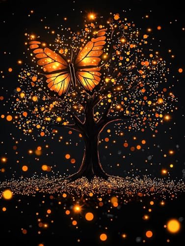 Diamond Painting Schmetterling, 5D Diamond Painting Klein 30x40 cm Leinwand, DIY Diamant Art Malerei Bilder Kinder Anfänger Mosaikherstellung Bastelnset, Wanddeko Wohnzimmer, Geschenke für Frauen P-40 von Wuiddnng