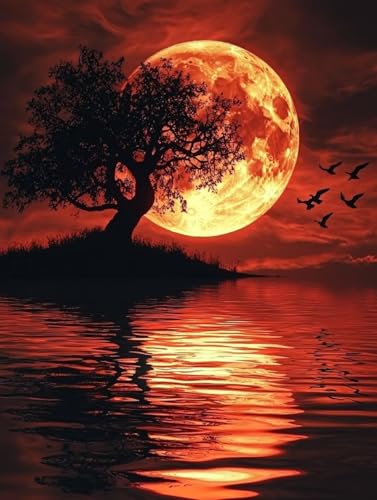 Diamond Painting Sonnenuntergang, 5D Diamond Painting XXL 90x120 cm Leinwand, Diamant Art Malerei Bilder Kinder Anfänger Mosaikherstellung Bastelnset, Wanddeko Wohnzimmer, Geschenke für Frauen S-10 von Wuiddnng