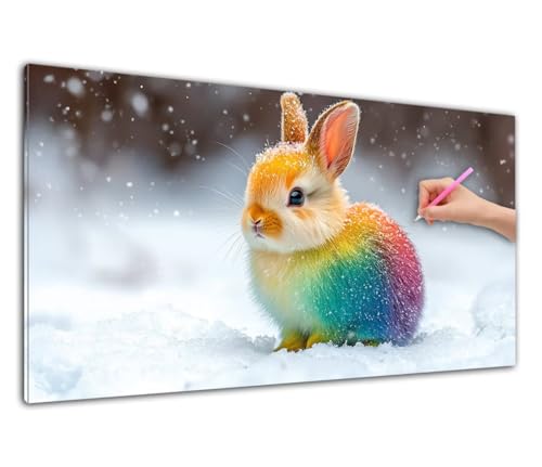 Diamond Painting XXL, 5D Kaninchen Diamant Painting Bilder, Tier Diamond Malerei Set für Erwachsene und Anfänger, DIY Diamant Kunst Mosaikherstellung Basteln Erwachsene für Haus Wanddeko 40x80cm C-97 von Wuiddnng