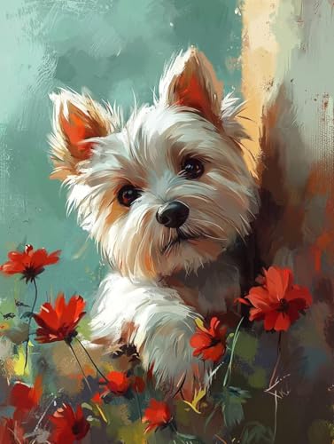 Hund Diamond Painting XXL Leinwand 60x80 cm, Diamond Painting Erwachsene Bastelset, 5D Diamant Malerei Kinder Stickerei Kreuzstich Bilder Set, Herbst Zimmer Deko Schlafzimmer, Weihnachtsgeschen X-78 Hund Diamond Painting XXL Leinwand 60x80 cm, Diamond Painting Erwachsene Bastelset, 5D Diamant Malerei Kinder Stickerei Kreuzstich Bilder Set, Herbst Zimmer Deko Schlafzimmer, Weihnachtsgeschen X-78 von Wuiddnng