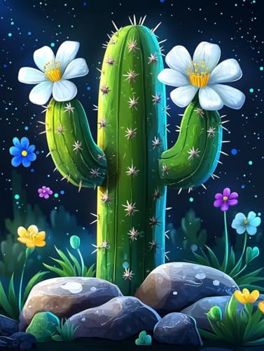 Kaktus Diamond Painting XXL Leinwand 50x70 cm, Diamond Painting Erwachsene Bastelset, 5D Diamant Malerei Kinder Stickerei Kreuzstich Bilder Set, Herbst Zimmer Deko Schlafzimmer, Weihnachtsgeschen X-0 Kaktus Diamond Painting XXL Leinwand 50x70 cm, Diamond Painting Erwachsene Bastelset, 5D Diamant Malerei Kinder Stickerei Kreuzstich Bilder Set, Herbst Zimmer Deko Schlafzimmer, Weihnachtsgeschen X-0 von Wuiddnng