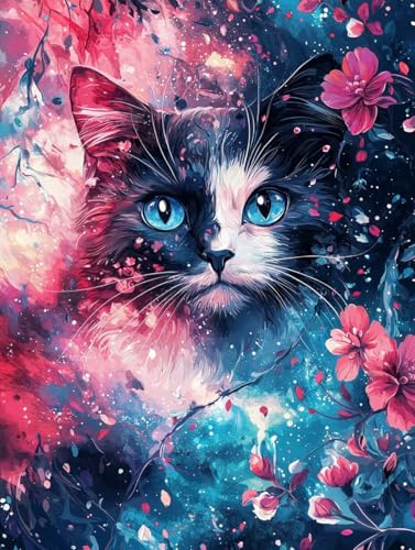 Katze Diamond Painting Klein Leinwand 40x50 cm, Diamond Painting Erwachsene Bastelset, 5D Diamant Malerei Kinder Stickerei Kreuzstich Bilder Set, Zimmer Deko Schlafzimmer, Weihnachtsgeschen X-66 Katze Diamond Painting Klein Leinwand 40x50 cm, Diamond Painting Erwachsene Bastelset, 5D Diamant Malerei Kinder Stickerei Kreuzstich Bilder Set, Zimmer Deko Schlafzimmer, Weihnachtsgeschen X-66 von Wuiddnng