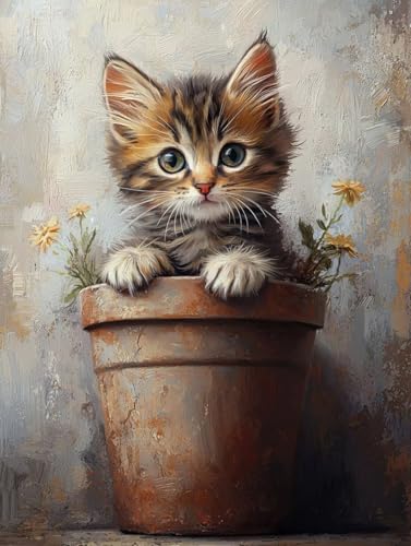 Katze Diamond Painting XXL Leinwand 50x70 cm, Diamond Painting Erwachsene Bastelset, 5D Diamant Malerei Kinder Stickerei Kreuzstich Bilder Set, Herbst Zimmer Deko Schlafzimmer, Weihnachtsgeschen P-2 Katze Diamond Painting XXL Leinwand 50x70 cm, Diamond Painting Erwachsene Bastelset, 5D Diamant Malerei Kinder Stickerei Kreuzstich Bilder Set, Herbst Zimmer Deko Schlafzimmer, Weihnachtsgeschen P-2 von Wuiddnng