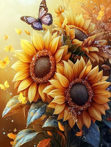 Sonnenblume Diamond Painting XXL Leinwand 90x120 cm, Diamond Painting Erwachsene Bastelset, 5D Diamant Malerei Kinder Stickerei Kreuzstich Bilder Set, Zimmer Deko Schlafzimmer, Weihnachtsgeschen S-17 von Wuiddnng