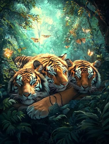Tiger Diamond Painting Klein Leinwand 40x50 cm, Diamond Painting Erwachsene Bastelset, 5D Diamant Malerei Kinder Stickerei Kreuzstich Bilder Set, Herbst Zimmer Deko Schlafzimmer, Weihnachtsgeschen P-5 Tiger Diamond Painting Klein Leinwand 40x50 cm, Diamond Painting Erwachsene Bastelset, 5D Diamant Malerei Kinder Stickerei Kreuzstich Bilder Set, Herbst Zimmer Deko Schlafzimmer, Weihnachtsgeschen P-5 von Wuiddnng