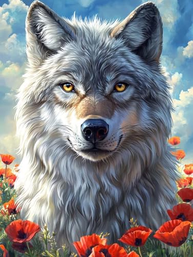 Wolf Diamond Painting XXL Leinwand 80x110 cm, Diamond Painting Erwachsene Bastelset, 5D Diamant Malerei Kinder Stickerei Kreuzstich Bilder Set, Herbst Zimmer Deko Schlafzimmer, Weihnachtsgeschen S-56 Wolf Diamond Painting XXL Leinwand 80x110 cm, Diamond Painting Erwachsene Bastelset, 5D Diamant Malerei Kinder Stickerei Kreuzstich Bilder Set, Herbst Zimmer Deko Schlafzimmer, Weihnachtsgeschen S-56 von Wuiddnng