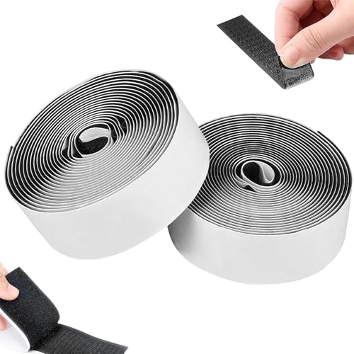 Klettband Selbstklebend Extra Stark 50mm Breit x 5m, Doppelseitiges Klett Klebeband Klettverschluss zum Keben, Klettverschluss Band Tape, Klettklebeband für Stoff Fliegengitter Teppich(Schwarz) von Wukemaoyi