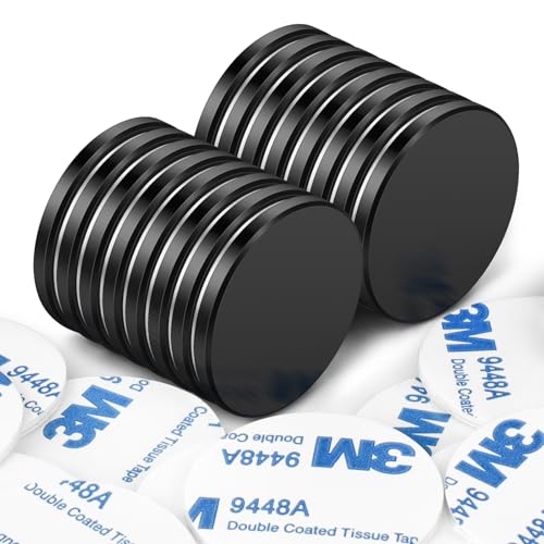 Wukong 32×3mm Neodym Magnete, 16 Stück Schwarz, Stark, Selbstklebend, Extra Stark, Magnete zum Kleben für Magnettafel, Holzbretter und Fliesen von Wukong