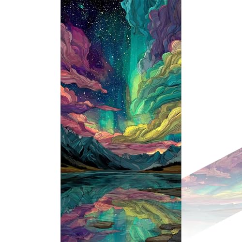 Aurora Diamond Painting Erwachsene Groß xxl 70x140cm Vollbohrer Diamant Malerei Bunt mit Zubehör, DIY 5D Diamant Painting Bilder Stickerei Bastelset Zuhause Dekoration, Geschenke für Frauen 2Z-1121 von Wuleogxi