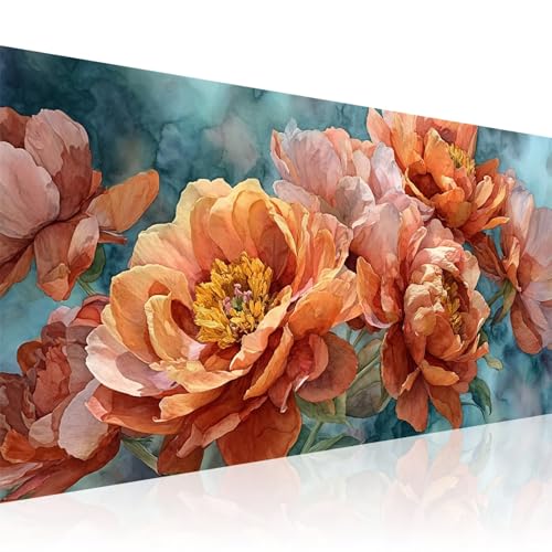 Diamond Painting Blume Diamant Painting Bilder mit Zubehör, DIY 5D Orange Diamant Malerei Erwachsene & Kinder Mosaikherstellung Stickerei Leinwand Kunst Vollbohrer Bastelset Geschenke 80x160cm 2Z-297 von Wuleogxi