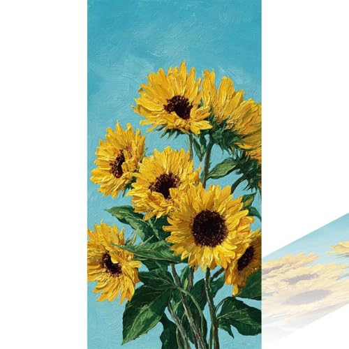 Diamond Painting Erwachsene Anlage Diamond Painting Kinder Sonnenblume Diamant Painting Bilder mit Zubehör DIY 5D Voll Strass Mosaikherstellung Leinwand Diamant Malerei für Decoration 80x160cm 2Z-1221 von Wuleogxi