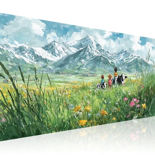 Diamond Painting Erwachsene Berg Diamond Painting Kinder Ochse Diamant Painting Bilder mit Zubehör DIY 5D Voll Strass Mosaikherstellung Leinwand Diamant Malerei für Decoration 70x140cm 2Z-197 von Wuleogxi
