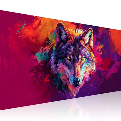 Diamond Painting Lila Diamant Painting Bilder mit Zubehör, DIY 5D Wolf Diamant Malerei Erwachsene & Kinder Mosaikherstellung Stickerei Leinwand Kunst Vollbohrer Bastelset für Geschenke 80x160cm 2Z-222 von Wuleogxi