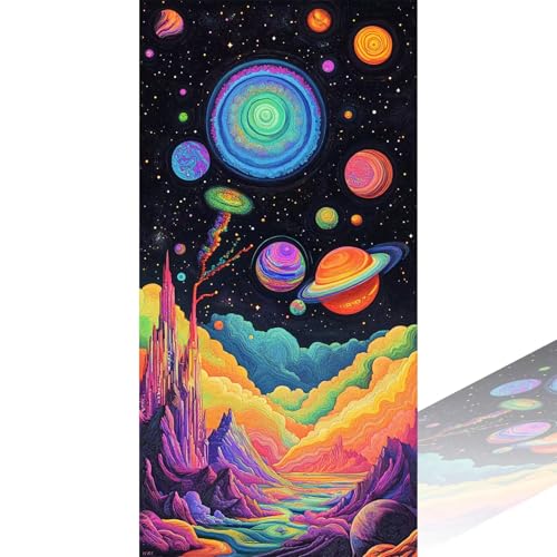 Diamond Painting Sternenhimmel Diamant Painting Bilder mit Zubehör, DIY 5D Universum Diamant Malerei Erwachsene & Kinder Mosaikherstellung Stickerei Leinwand Kunst Vollbohrer Bastelset 70x140cm 2Z-946 von Wuleogxi
