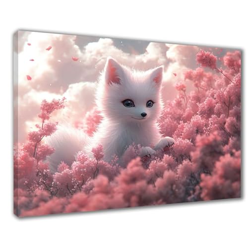 Fuchs Diamond Painting Erwachsene XXL 70x90 cm Diamond Painting Blumen, DIY 5D Kinder Diamant Bilder Eckige Steine Voll Zubehör Stickerei Kreuzstich Bastelset für Zimmer Deko, Geschenke Frauen F1-499 von Wuleogxi