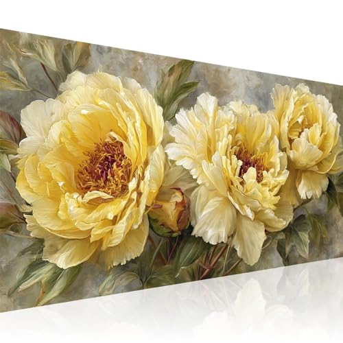 Gelb Diamond Painting Erwachsene Groß xxl 60x120cm Vollbohrer Diamant Malerei Blume mit Zubehör, DIY 5D Diamant Painting Bilder Stickerei Bastelset für Zuhause Dekoration, Geschenke für Frauen 2Z-172 von Wuleogxi