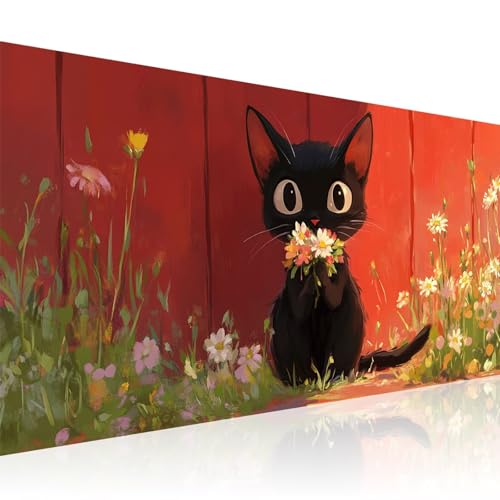 Katze Diamond Painting Erwachsene Groß xxl 70x140cm Vollbohrer Diamant Malerei Blume mit Zubehör, DIY 5D Diamant Painting Bilder Stickerei Bastelset für Zuhause Dekoration, Geschenke für Frauen 2Z-896 von Wuleogxi