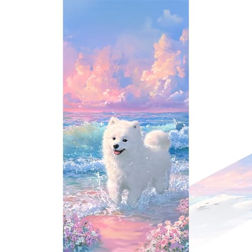 Meer Diamond Painting Erwachsene Groß xxl 50x100cm Vollbohrer Diamant Malerei Hund mit Zubehör, DIY 5D Diamant Painting Bilder Stickerei Bastelset für Zuhause Dekoration, Geschenke für Frauen 2Z-1007 von Wuleogxi