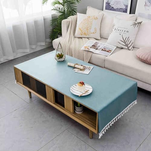 Rechteckige Leinentischdecke für Couchtisch, einfarbige Tischdecke mit Quasten, wasserdicht, schmutzabweisend, knitterfrei, dekorative Abdeckung für Wohnzimmer, Küche, Hochzeit, Party, Urlaub, 60 x von Wuluwala