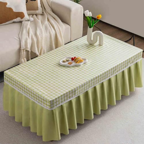Wuluwala Karierte Couchtischdecke, rechteckige Tischdecke mit gerüschtem Tischrock, Polyester-Baumwollgewebe, wasserdicht und ölbeständig, Dekoration für Bankett, Hochzeit, Event, Party, 90 x 150 cm Wuluwala Karierte Couchtischdecke, rechteckige Tischdecke mit gerüschtem Tischrock, Polyester-Baumwollgewebe, wasserdicht und ölbeständig, Dekoration für Bankett, Hochzeit, Event, Party, 90 x 150 cm von Wuluwala