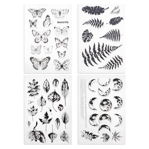 Wumuzai 4 Themen Ticket Postkarte Clear Stamps, Silikon Transparent Retro Gummistempel, Wiederverwendbare Vintage Journal Siegel für Kartenherstellung DIY Basteln Scrapbook Foto Dekoration (B) von Wumuzai