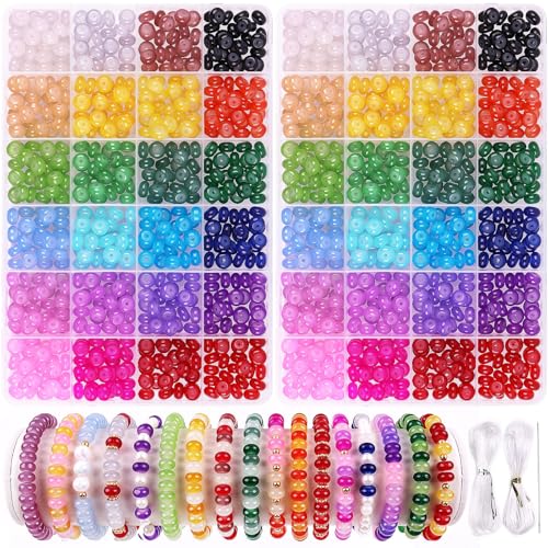 Abakus-Glasperlen zur Schmuckherstellung, 5 x 8 mm, Kristallglasperlen für Armbänder, 24 Farben, Armbandherstellungs-Set mit Edelstein-Rondellle-Abstandshalter, für DIY-Schmuck, Handwerk, Geschenke Abakus-Glasperlen zur Schmuckherstellung, 5 x 8 mm, Kristallglasperlen für Armbänder, 24 Farben, Armbandherstellungs-Set mit Edelstein-Rondellle-Abstandshalter, für DIY-Schmuck, Handwerk, Geschenke von Wuollgess