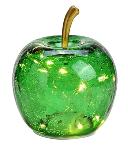 Wurm Dekoleuchte Apfel (XS) Glas, dunkelgrün, Apfel Lampe mit LED Lichterkette, Dekolampe, Tischleuchte, Apfellampe von Wurm