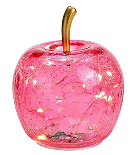 Wurm Dekoleuchte Apfel (XS) Glas, rosa, Apfel Lampe mit LED Lichterkette, Dekolampe, Tischleuchte, Apfellampe von Wurm