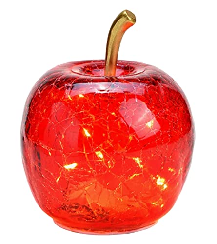 Wurm Dekoleuchte Apfel (XS) Glas, rot, Apfel Lampe mit LED Lichterkette, Dekolampe, Tischleuchte, Apfellampe von Wurm