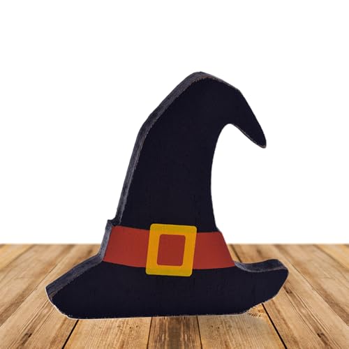 Wusideday Halloween Tischdekoration Mittelstücke | Holz Halloween Deko | Hexenhut Süßigkeitenmais Fledermäuse Deko Für Etagere Schreibtisch Eingangsbereich von Wusideday