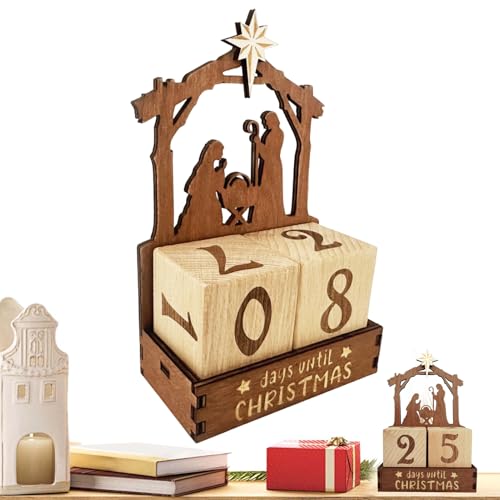 Wusideday Weihnachtskalender Countdown - 25 Tage Weihnachtskrippe Holz Kalender | Sammelbare Krippen Tischdekoration Für Winterfest Festtagsdekoration Wusideday Weihnachtskalender Countdown - 25 Tage Weihnachtskrippe Holz Kalender | Sammelbare Krippen Tischdekoration Für Winterfest Festtagsdekoration von Wusideday