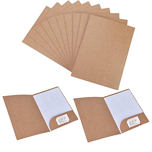 Präsentationsmappe a4 aus 350g/m² Kraftpapier Dokumentenmappe a4 Mappe mit Taschen a4 Papier Urkundenmappe a4 Sammelmappe a4 fur Buro Konferenz Business, 310 x 220mm (12, Braun) von Wuuooei