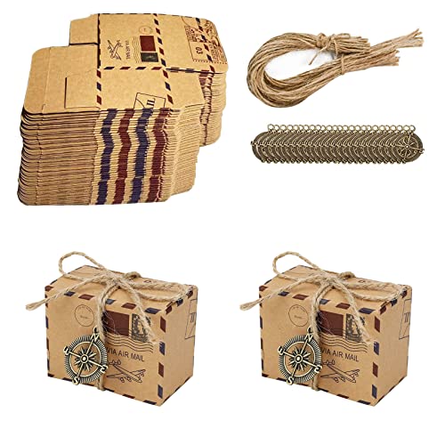 Kraftpapier Geschenkboxen, 50 Stück Kleine Geschenkbox mit Sackleinen Schnüre, Kompass, Gastgeschenke Hochzeit Süßigkeiten Box, Pralinenschachtel Leer Klein für Braut Hochzeit, Geburtstag Partybedarf Kraftpapier Geschenkboxen, 50 Stück Kleine Geschenkbox mit Sackleinen Schnüre, Kompass, Gastgeschenke Hochzeit Süßigkeiten Box, Pralinenschachtel Leer Klein für Braut Hochzeit, Geburtstag Partybedarf von Wuuooei