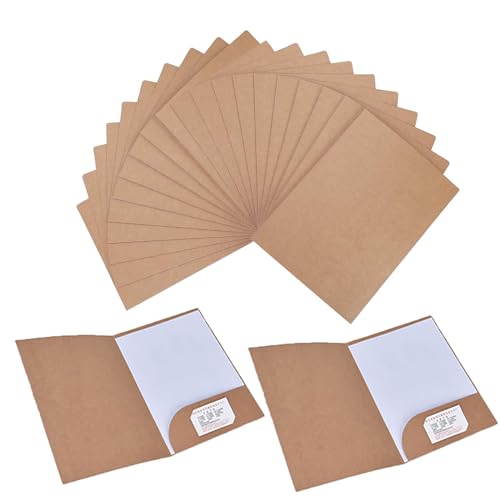 Präsentationsmappe a4 aus 350g/m² Kraftpapier Dokumentenmappe a4 Mappe mit Taschen a4 Papier Urkundenmappe a4 Sammelmappe a4 fur Buro Konferenz Business, 310 x 220mm (20 Stück Eine-Tasche Braun) von Wuuooei