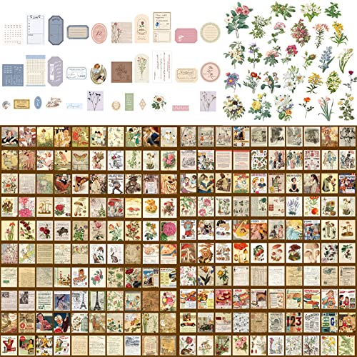 Scrapbook Papier Vintage, 520 Pcs Aufkleber Scrapbooking Vintage, Washi Aufkleber Sticker Set, Scrapbooking Sticker Retro, Bastelpapier Scrapbooking für DIY Kunst Fotoalbum Scrapbook Kartenherstellung von Wuuooei