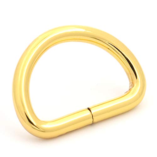 Wuuycoky 0,8" Innendurchmesser D Ringe Schnallen D-Ring Nicht geschweißt Für Gurtband Umreifung Farbe Optional, Goldfarben, 20 Stück, 0.8" x 0.5" von Wuuycoky