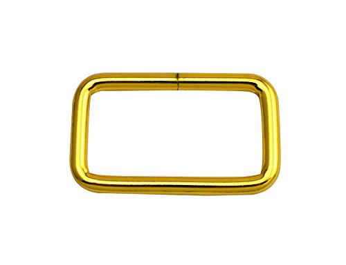 Wuuycoky 3,8 cm Innenlänge, goldfarbene rechteckige Ringe, Schlaufenring, nicht geschweißt, für Gurtband, Gürtel, Schnalle, 10 Stück von Wuuycoky