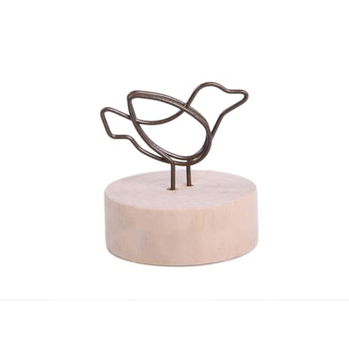 Wuvfojca Tischschildhalter – Rustikaler Tischkartenhalter aus Holz, Echtholzsockel, Memo-Fotoclip, Namenskarten, Fotohalter für Hochzeit, Party, Schild, Lebensmittelkarten, Etikett von Wuvfojca
