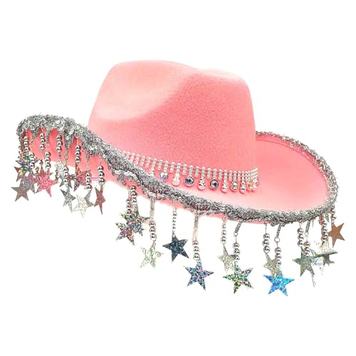 Wuyooprt Funkelnde Cowgirl-Hüte | Retro-Western-Thema, Kuhhut, Kopfbedeckung mit fünfzackigen Sternquasten für Maskerade-Accessoires Wuyooprt Funkelnde Cowgirl-Hüte | Retro-Western-Thema, Kuhhut, Kopfbedeckung mit fünfzackigen Sternquasten für Maskerade-Accessoires von Wuyooprt