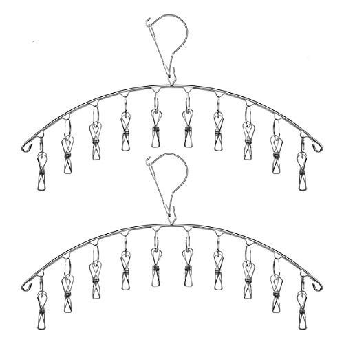 Wäscheständer aus Edelstahl zum Aufhängen / Wäschebügel, mit 10 Klammern zum Trocknen von Socken, Handtüchern, Windeln, BHs, Babykleidung, Unterwäsche, Handschuhen, 2 Stück 10 clips silber Wäscheständer aus Edelstahl zum Aufhängen / Wäschebügel, mit 10 Klammern zum Trocknen von Socken, Handtüchern, Windeln, BHs, Babykleidung, Unterwäsche, Handschuhen, 2 Stück 10 clips silber von Wuyue Hua