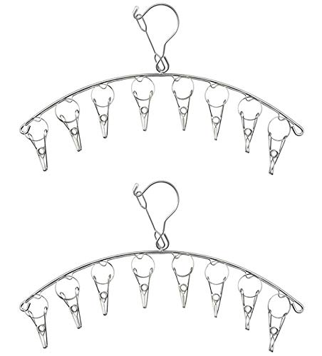 Wäscheständer aus Edelstahl zum Aufhängen / Wäschebügel, mit 10 Klammern zum Trocknen von Socken, Handtüchern, Windeln, BHs, Babykleidung, Unterwäsche, Handschuhen, 2 Stück 8 clips silber Wäscheständer aus Edelstahl zum Aufhängen / Wäschebügel, mit 10 Klammern zum Trocknen von Socken, Handtüchern, Windeln, BHs, Babykleidung, Unterwäsche, Handschuhen, 2 Stück 8 clips silber von Wuyue Hua