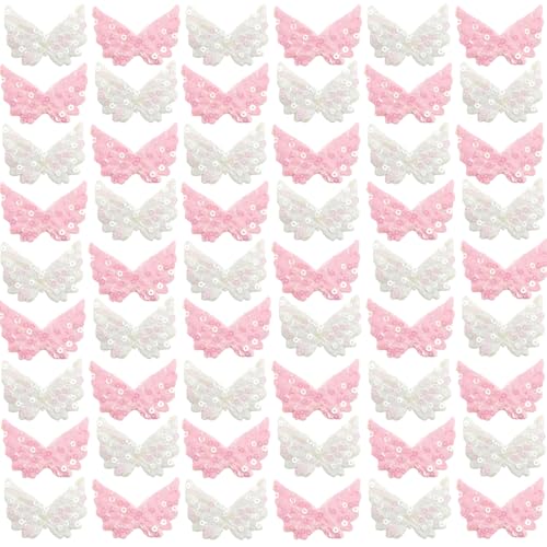 60 Stück Flügel Geprägte Applikation Patches kleine Engelsflügel Engelsflügel Stoff Flügel Patches Glitzer Engelsflügel Aufnäher Klein Pailletten Flügel Patches zum Basteln Kostüm Weiß Rosa von Wuzdy