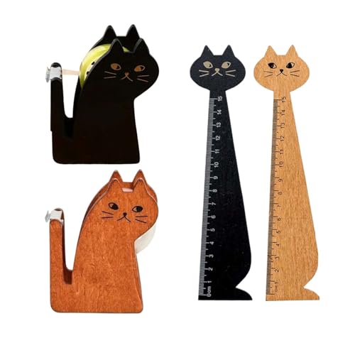 Katzenform Tischabroller Klebeband Mit Einer Rolle Klebeband, Katze Lineal, Klebebandabroller Vintage, Niedliche Katze Tischerabroller Aus Holz, Zum Schneiden Von Bändern, Schlichten Katzenform Tischabroller Klebeband Mit Einer Rolle Klebeband, Katze Lineal, Klebebandabroller Vintage, Niedliche Katze Tischerabroller Aus Holz, Zum Schneiden Von Bändern, Schlichten von Wuzdy